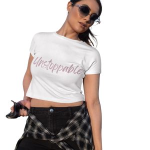 Unstoppable Crop Top | Pastel Pink Cursive Script Gym Shirt, Confidence Tee