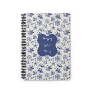 Protect Your Peace Notebook | Coastal Seashell Spiral Journal, Beach Vibes Planner